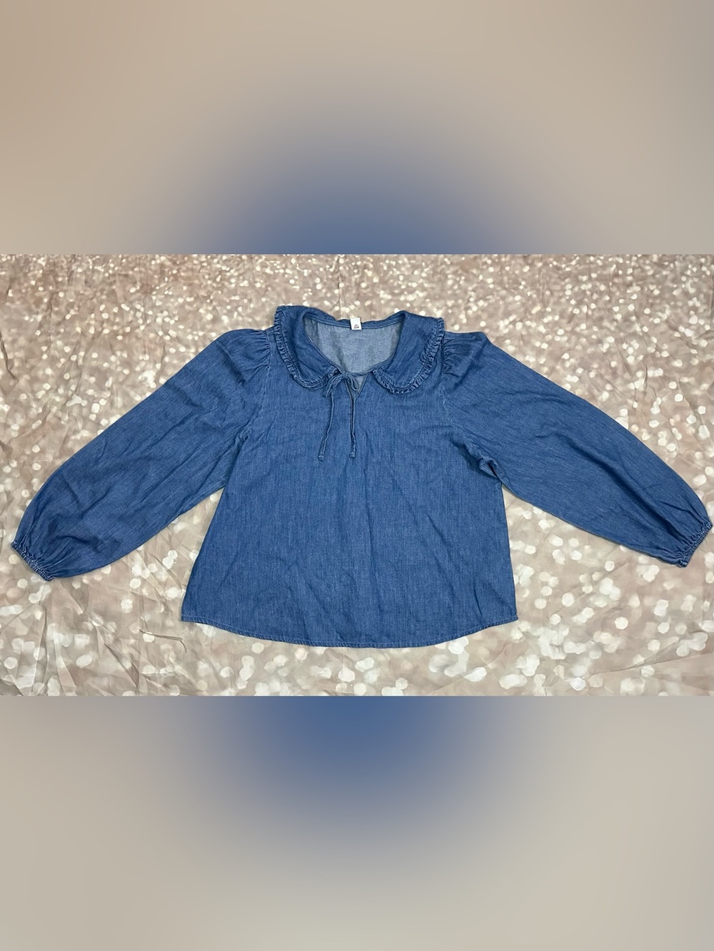 Old Navy Blue Ruffled Tie-Neck Women's Blouse